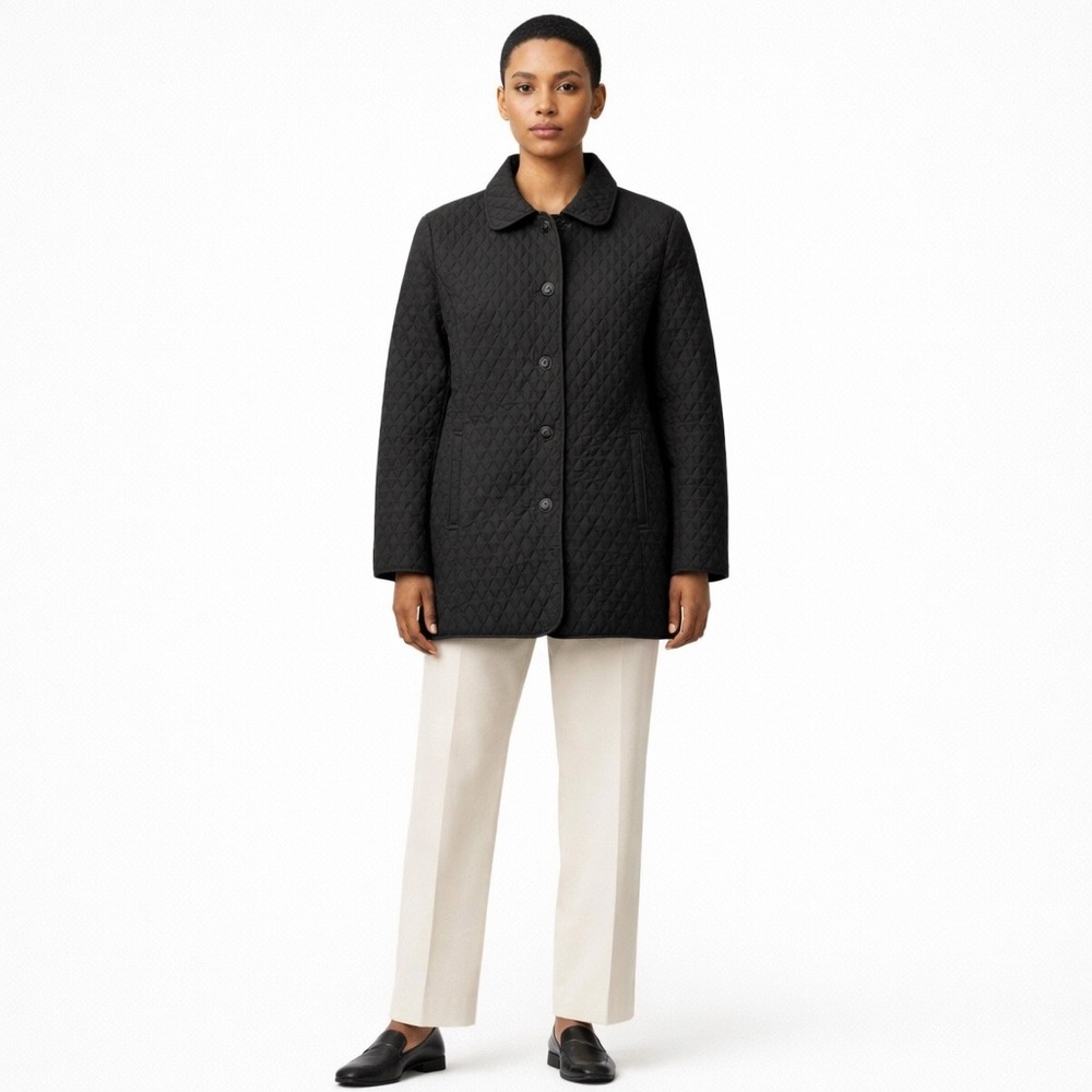 Marvin Richards Womens Quilted Car Coat Jacket L Classic Minimalist Preppy Clean